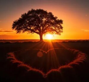 Sunset Tree Heart Shadow